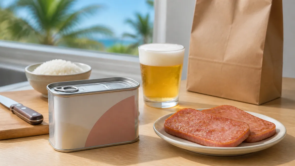 ハワイのスーパーの棚に並ぶハローキティの限定スパム缶