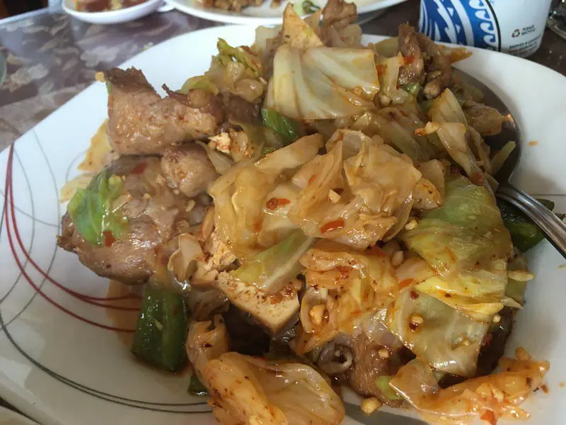 回鍋肉(スパイシー・キャベツ&豆腐&ピーマン)当時12.95ドル
