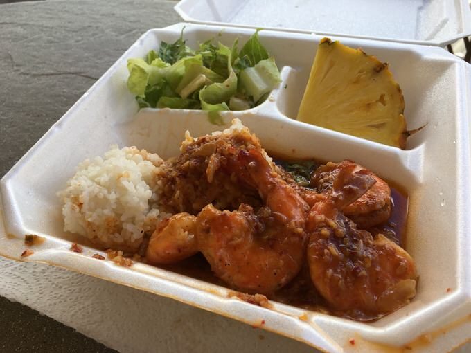 ケンズキッチンのスパイシーガーリックシュリンプ 15ドル