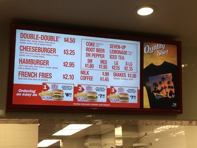 IN-N-OUTのメニュー