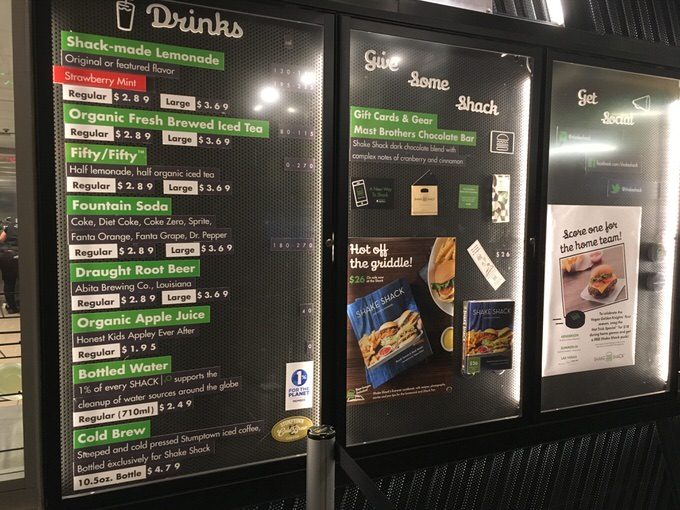 シェイクシャックのドリンクメニュー