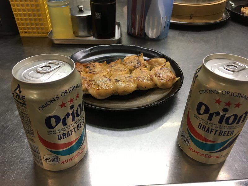 オリオンビールと焼き餃子