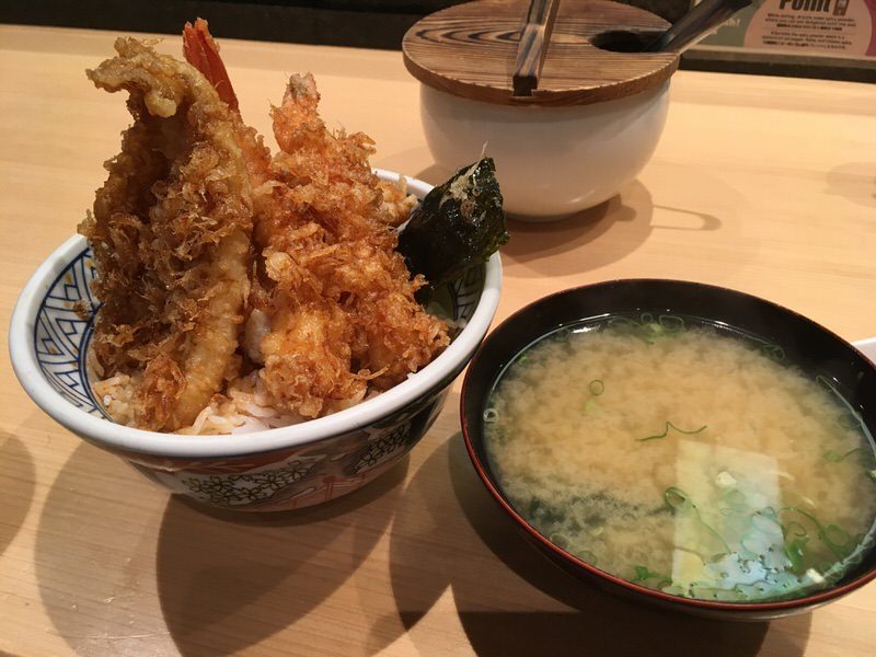 天丼(竹) 味噌汁付き Special Tempura Bowl Set 15.5ドル