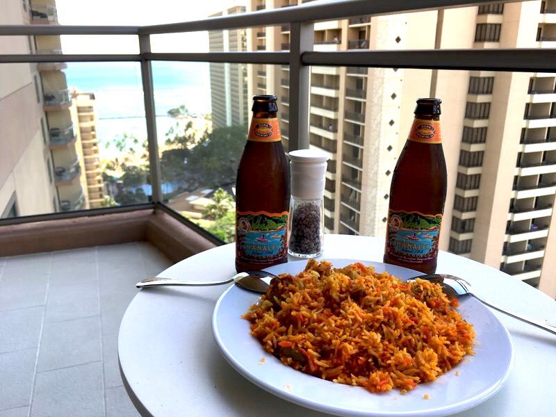 ラナイとビリヤニとビールと持参の塩