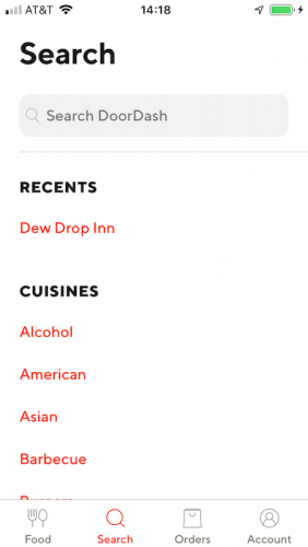 DoorDashでのお店検索方法 キーワードで検索