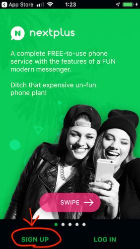 NextPlusでアメリカの電話番号を取得する手順 その1