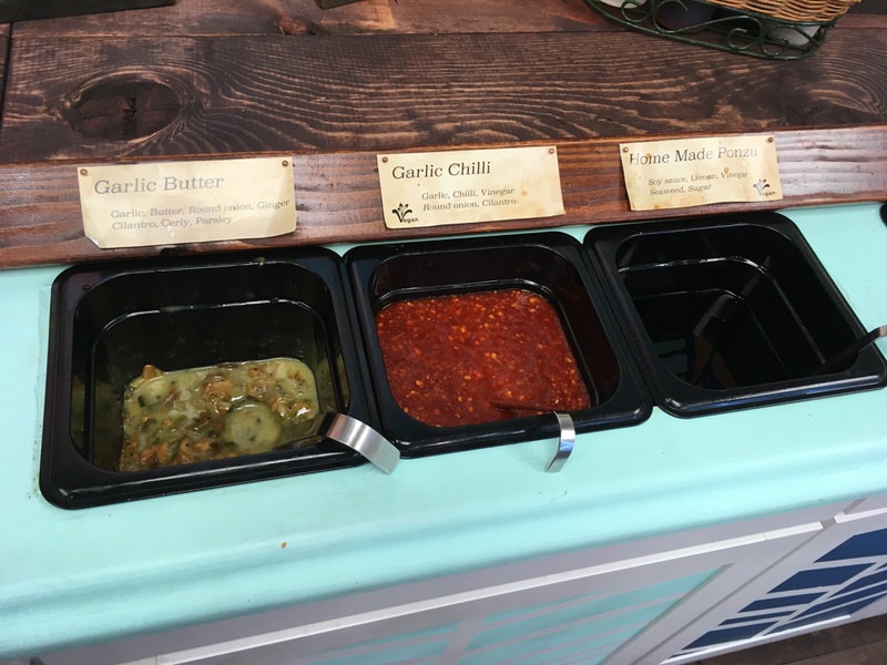 ガーリックバター、ガーリックチリ、ホームメイドポン酢