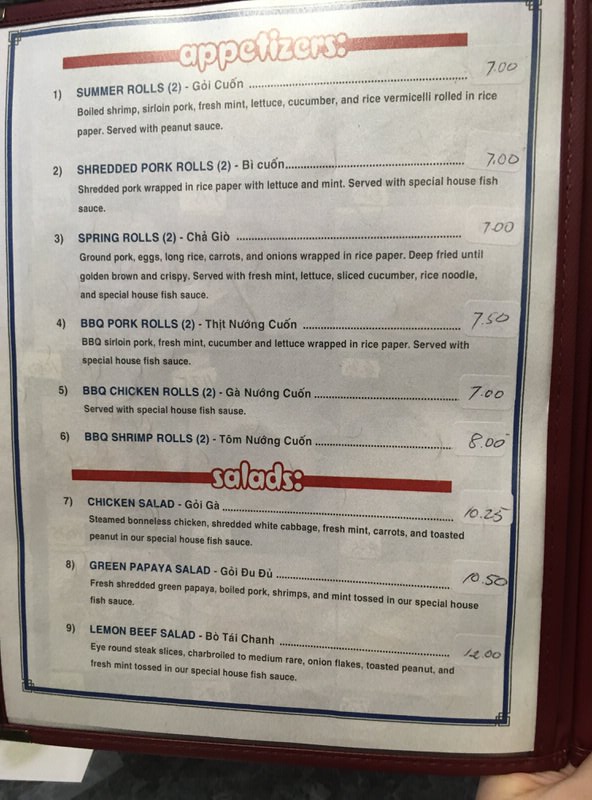 フォーミンスーのメニュー 前菜とサラダ